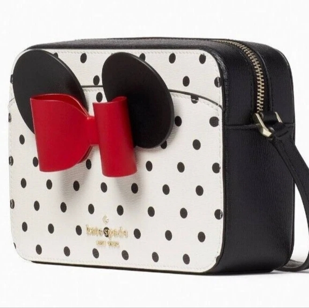 Kate Spade Disney Crossbody Minnie Mouse K4760 White Black NWT Red Bow